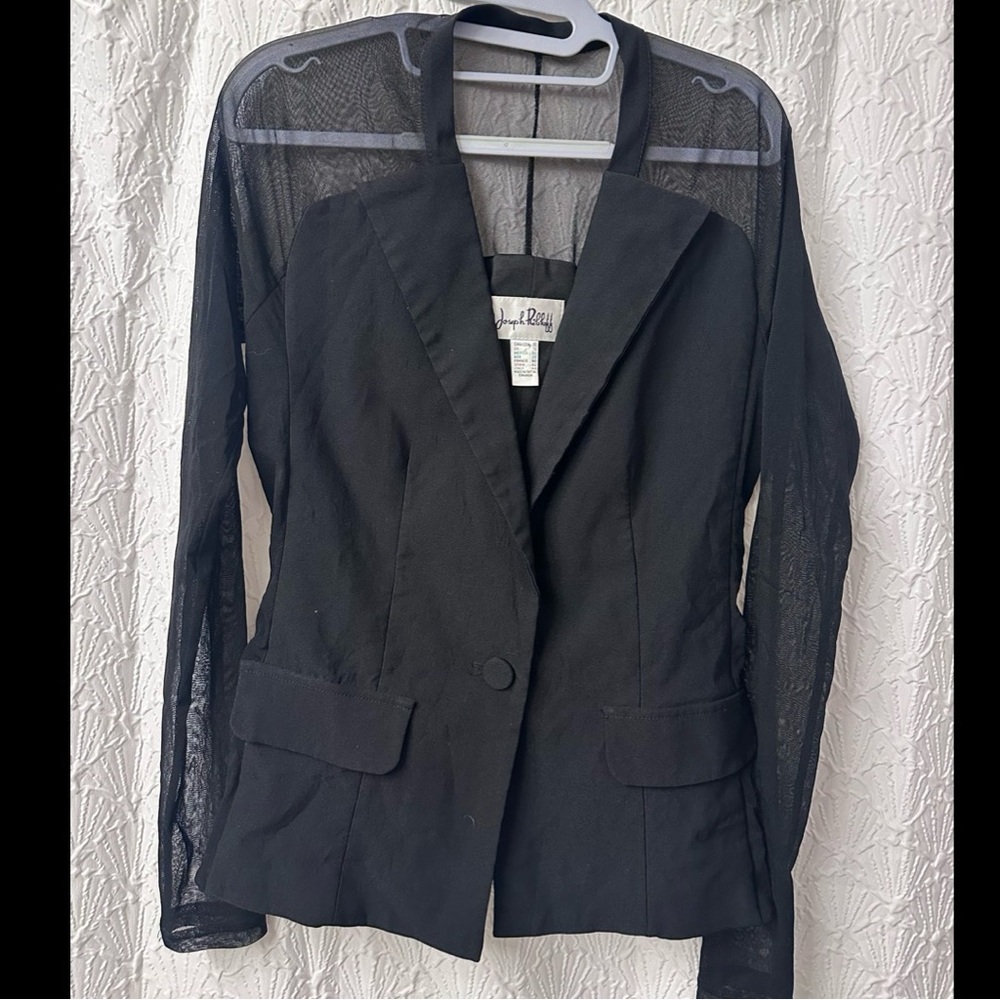 Joseph Ribkoff Black Mesh Sleeve Blazer